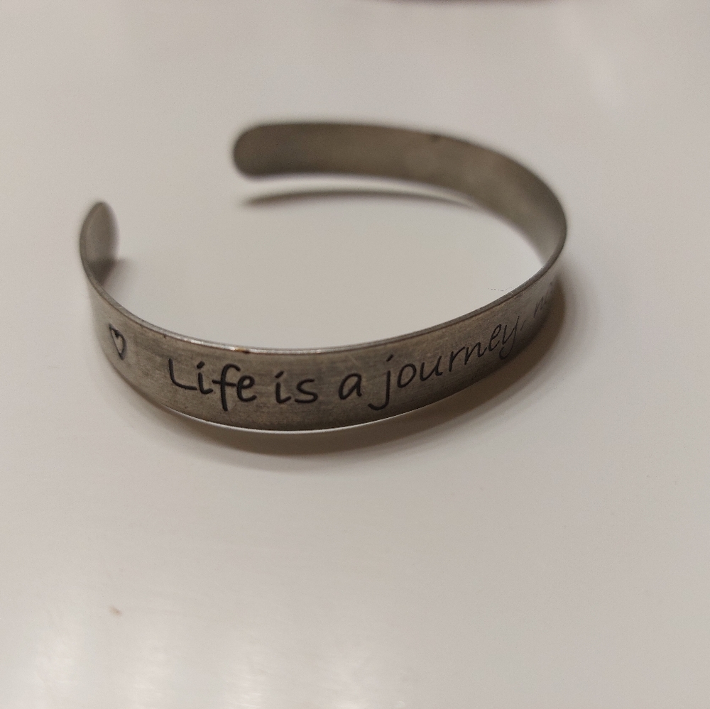 Silver cuff engraved bracelet